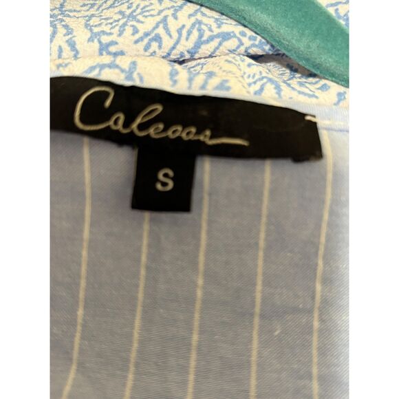 Calessa Shirt Womens Small Blue Embroidered Boho Peasant Tunic Top 3/4 Sleeve - Picture 4 of 5